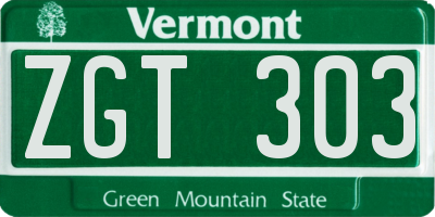 VT license plate ZGT303