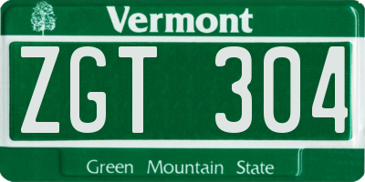 VT license plate ZGT304