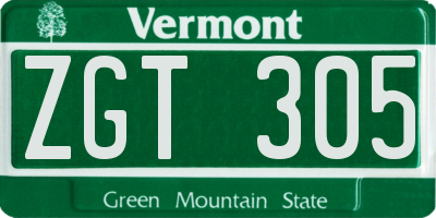 VT license plate ZGT305
