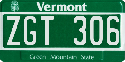 VT license plate ZGT306