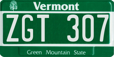 VT license plate ZGT307