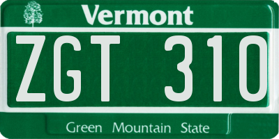 VT license plate ZGT310