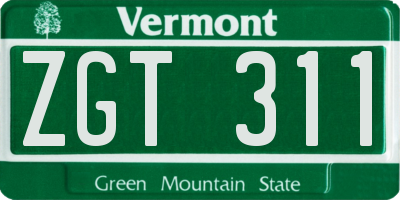 VT license plate ZGT311