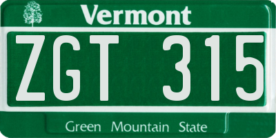 VT license plate ZGT315