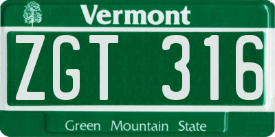 VT license plate ZGT316