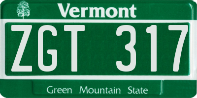 VT license plate ZGT317