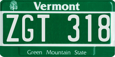 VT license plate ZGT318
