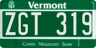 VT license plate ZGT319