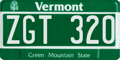 VT license plate ZGT320