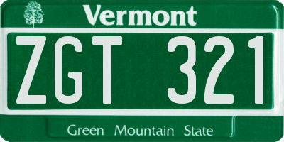 VT license plate ZGT321