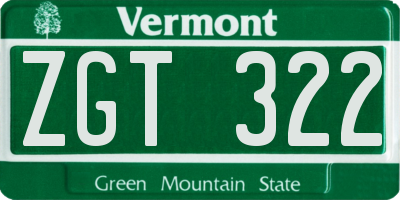 VT license plate ZGT322