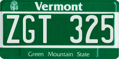 VT license plate ZGT325