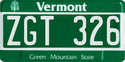 VT license plate ZGT326