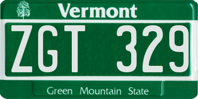 VT license plate ZGT329