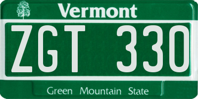 VT license plate ZGT330