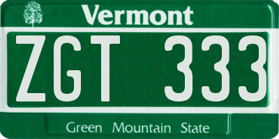 VT license plate ZGT333