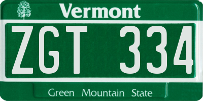 VT license plate ZGT334