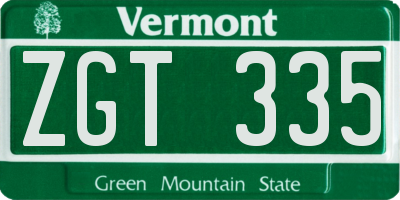 VT license plate ZGT335