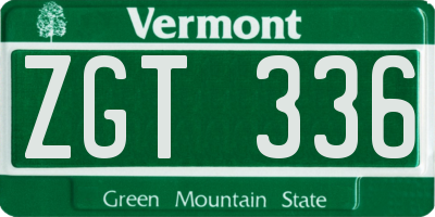 VT license plate ZGT336