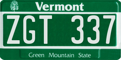VT license plate ZGT337