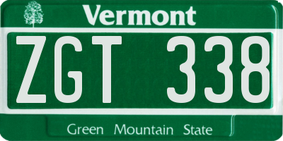 VT license plate ZGT338