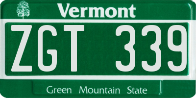 VT license plate ZGT339