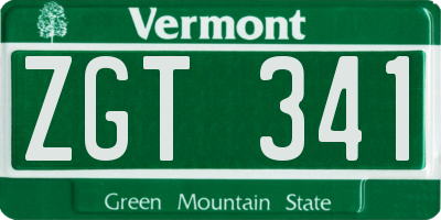 VT license plate ZGT341