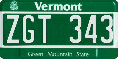 VT license plate ZGT343
