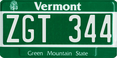 VT license plate ZGT344