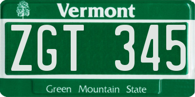 VT license plate ZGT345