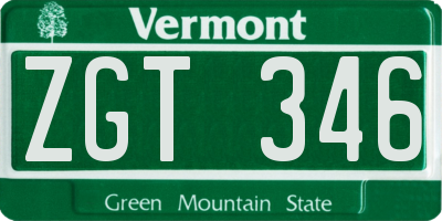 VT license plate ZGT346