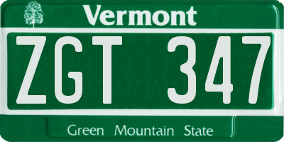 VT license plate ZGT347