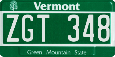 VT license plate ZGT348