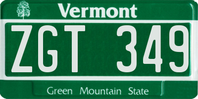 VT license plate ZGT349
