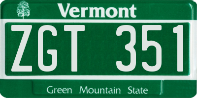 VT license plate ZGT351