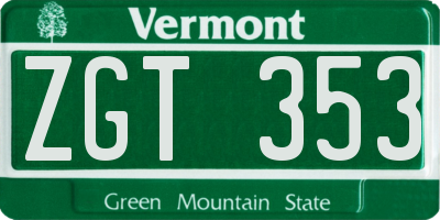 VT license plate ZGT353