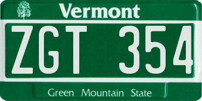 VT license plate ZGT354