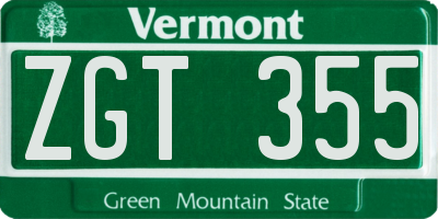 VT license plate ZGT355