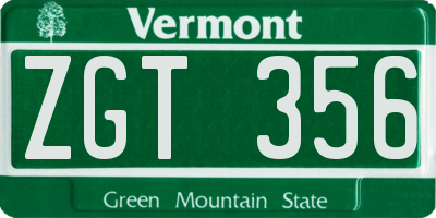 VT license plate ZGT356
