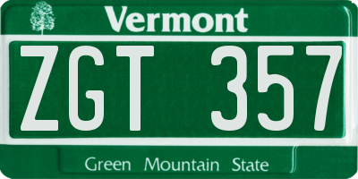 VT license plate ZGT357