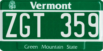 VT license plate ZGT359