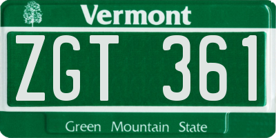 VT license plate ZGT361