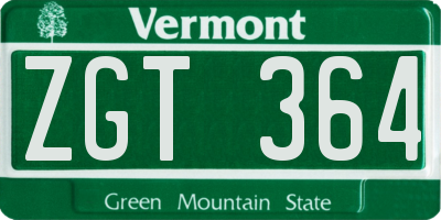 VT license plate ZGT364