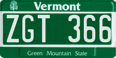 VT license plate ZGT366