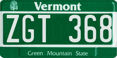 VT license plate ZGT368