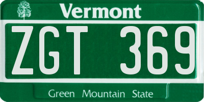 VT license plate ZGT369