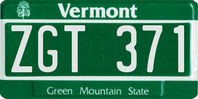 VT license plate ZGT371