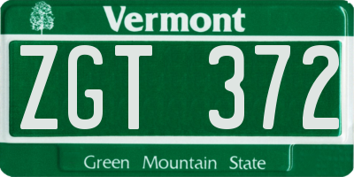 VT license plate ZGT372