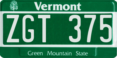 VT license plate ZGT375