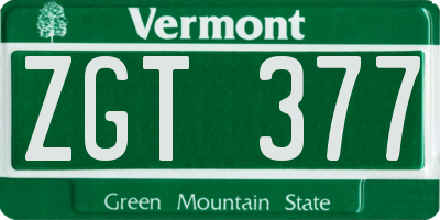 VT license plate ZGT377